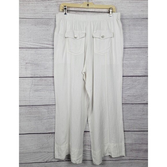 NIC & Zoe Rumba Park Crop Wide Leg Linen Blend Pants White Size 12 - Picture 6 of 8